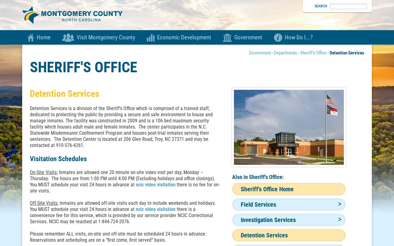 Montgomery County Detention Center official information page
